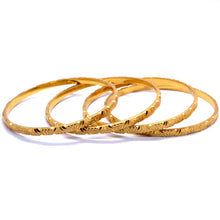 Traditional Gold Bangles with Yellow Gold Plating, Engraved Segments, and Geometric-Inspired Motifs Electro Gold Plated Bangle