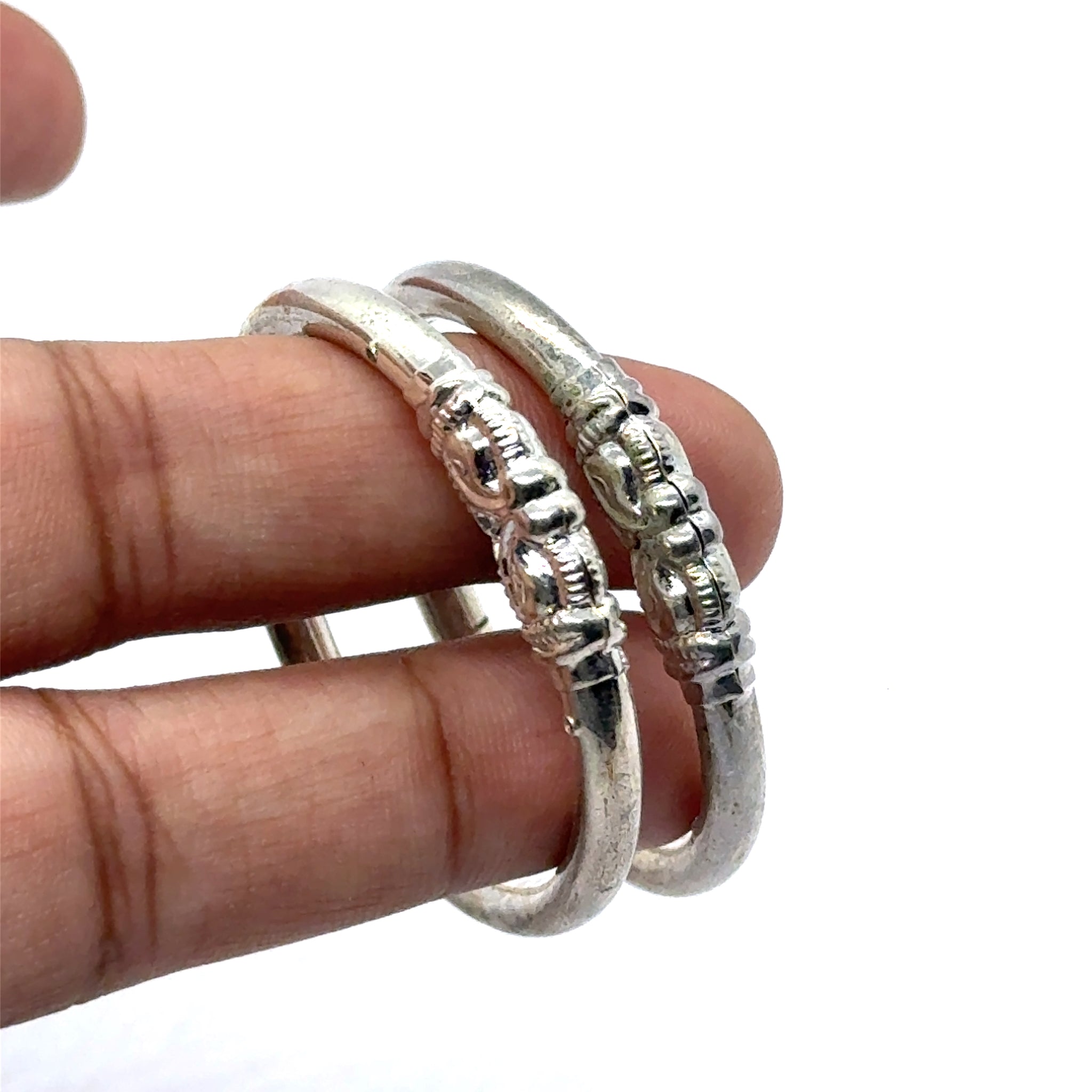 Classic Adjustable German Silver Kada Pair – Lightweight Baby Bangles for Newborns & Infants