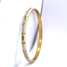 White Yellow Gold Plated metal Bangles Showcasing Traditional Design with Engraved Geometric Elements