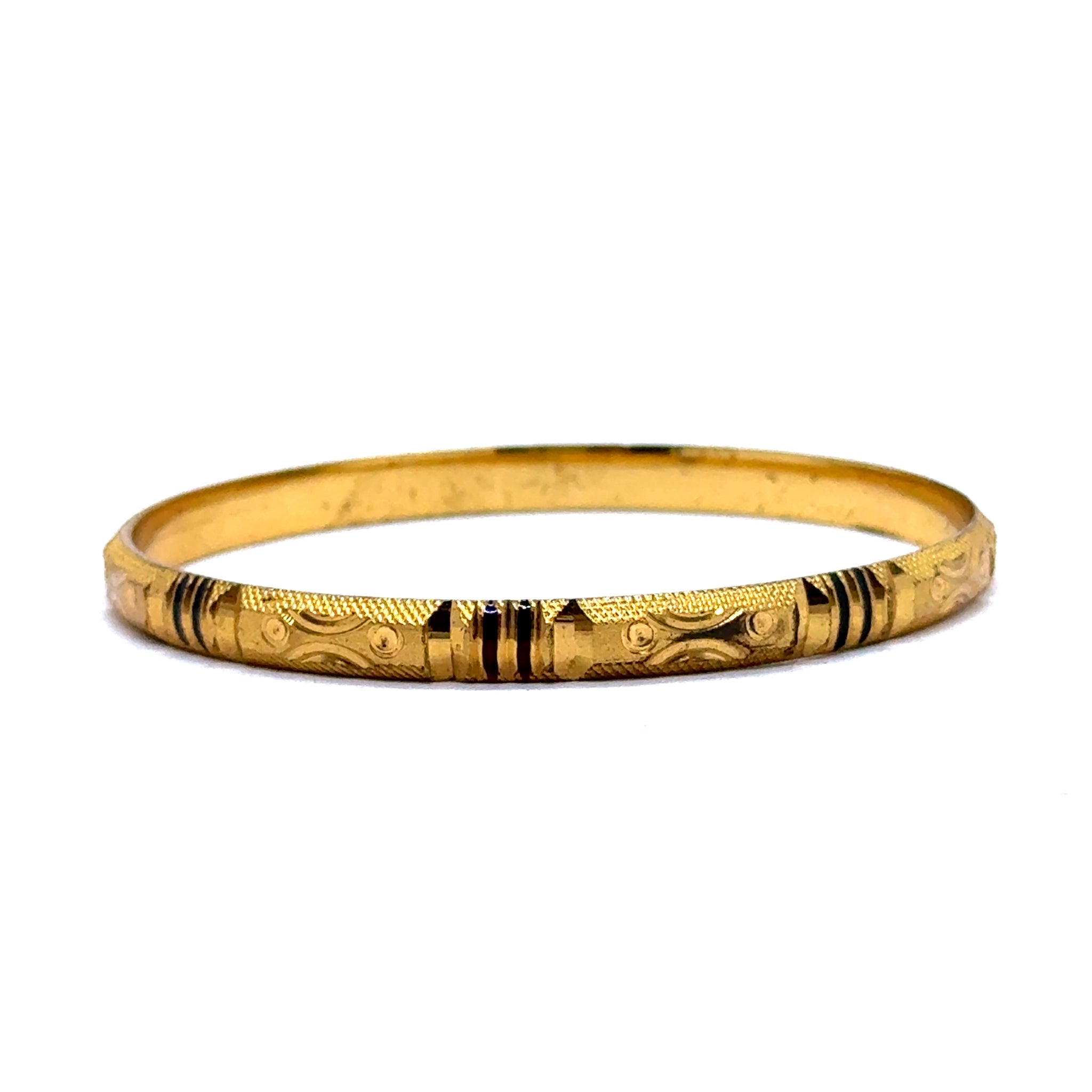 Ethnic Yellow Gold Plated metal Bangles Featuring Engraved Geometry and Heritage-Inspired Texture