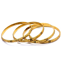 Ethnic Yellow Gold Plated metal Bangles Featuring Engraved Geometry and Heritage-Inspired Texture