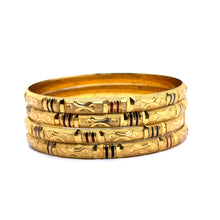 Ethnic Yellow Gold Plated metal Bangles Featuring Engraved Geometry and Heritage-Inspired Texture