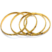 Ethnic Yellow Gold Plated metal Bangles Featuring Engraved Geometry and Heritage-Inspired Texture