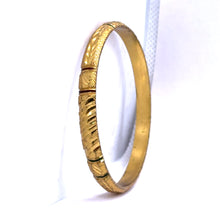 Traditional Yellow Gold Plated metal Bangles with Intricate Engraving and Symmetrical Geometric Textures