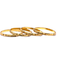 Traditional Yellow Gold Plated metal Bangles with Intricate Engraving and Symmetrical Geometric Textures