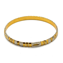 Statement White Yellow Gold Plated metal Bangles with Bold Patterns and Timeless Traditional Engraving