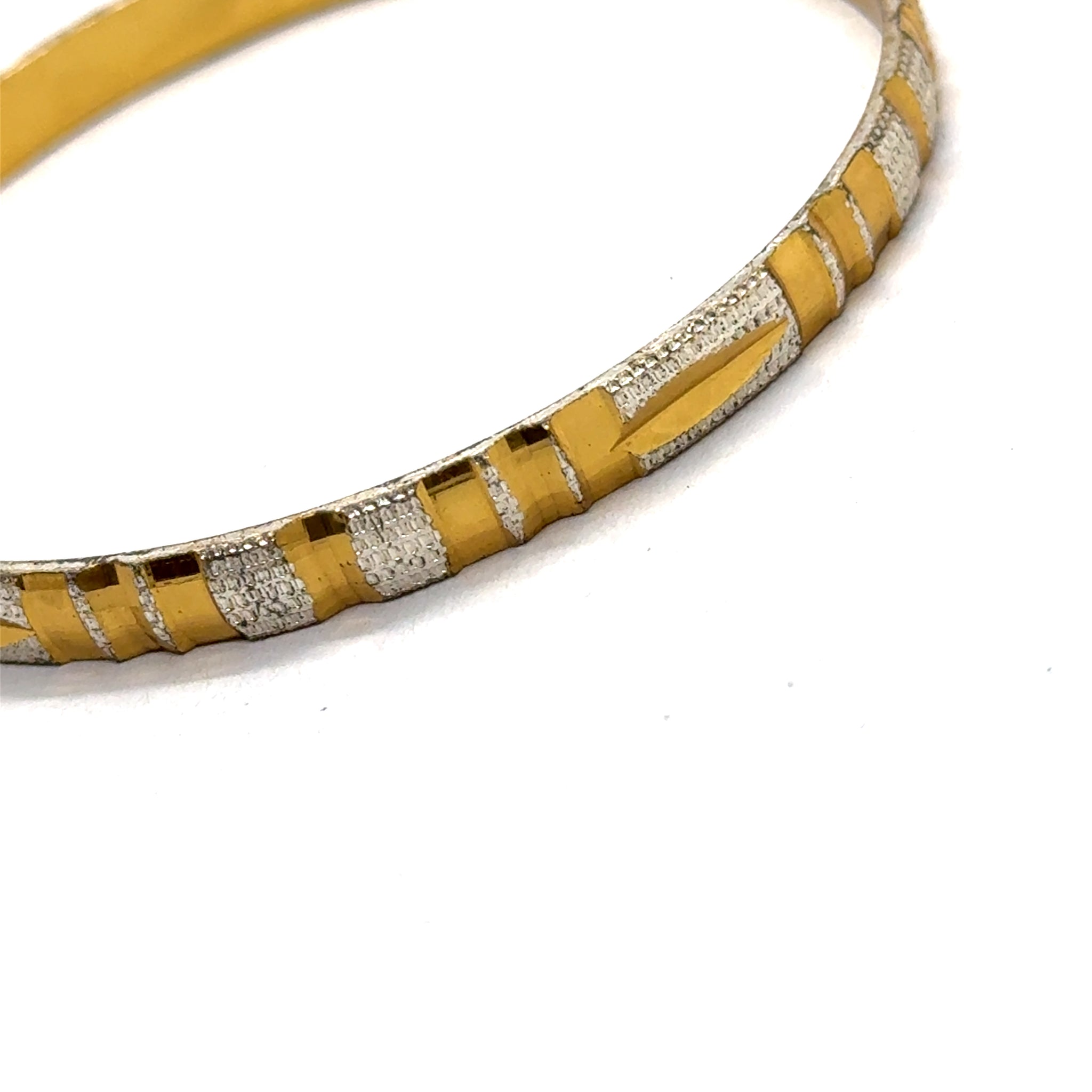 Statement White Yellow Gold Plated metal Bangles with Bold Patterns and Timeless Traditional Engraving