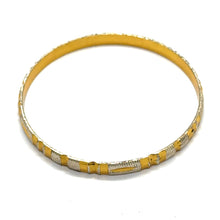 Statement White Yellow Gold Plated metal Bangles with Bold Patterns and Timeless Traditional Engraving