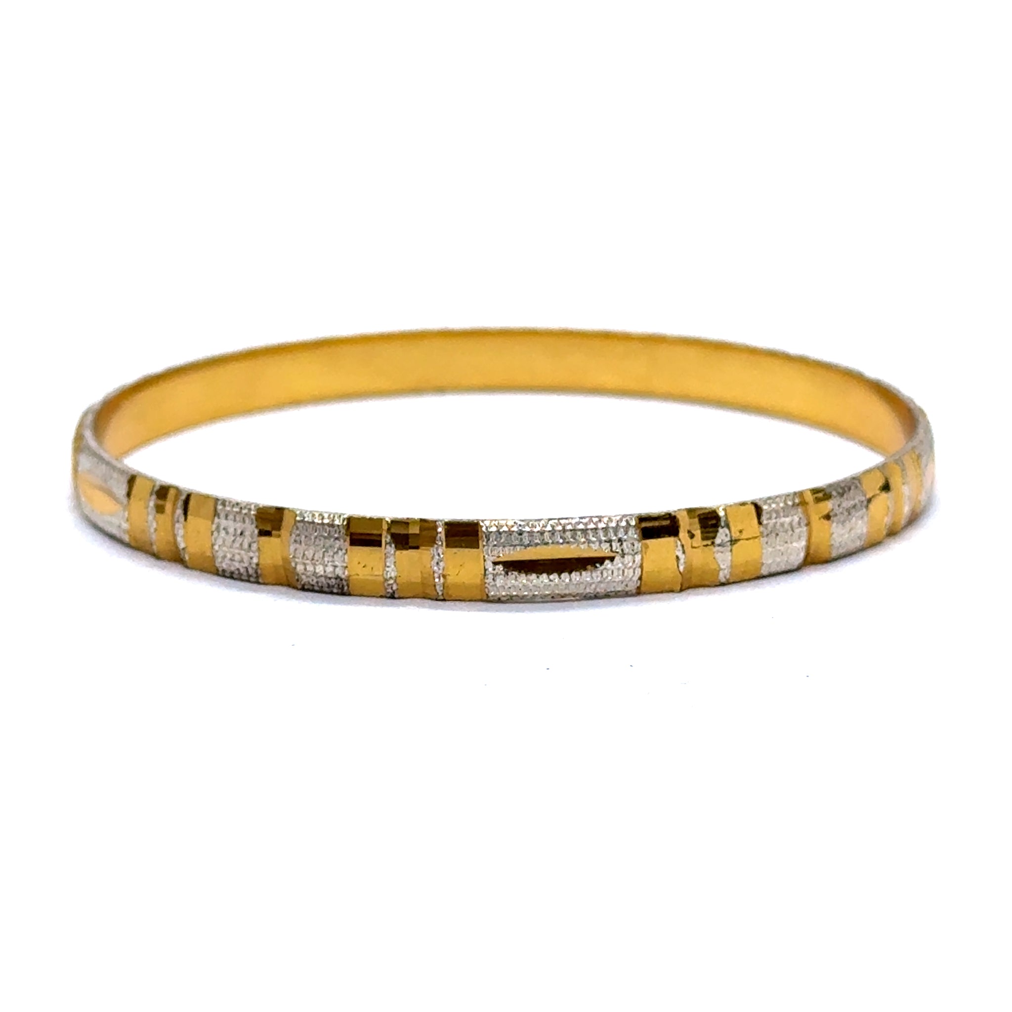 Statement White Yellow Gold Plated metal Bangles with Bold Patterns and Timeless Traditional Engraving