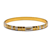 Statement White Yellow Gold Plated metal Bangles with Bold Patterns and Timeless Traditional Engraving