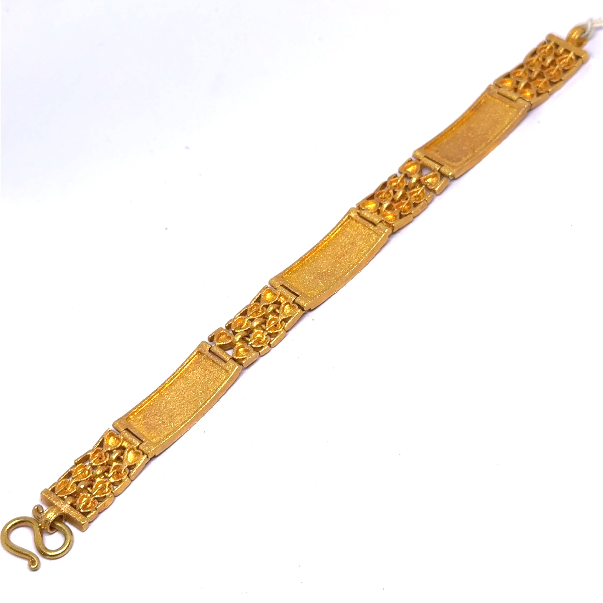 Yellow Gold Micron Plated Bracelet – Engraved Love Initials & Heart Motifs