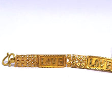 Yellow Gold Micron Plated Bracelet – Engraved Love Initials & Heart Motifs