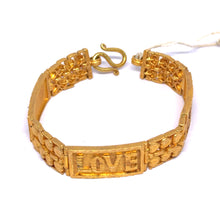 Yellow Gold Micron Plated Bracelet – Engraved Love Initials & Heart Motifs