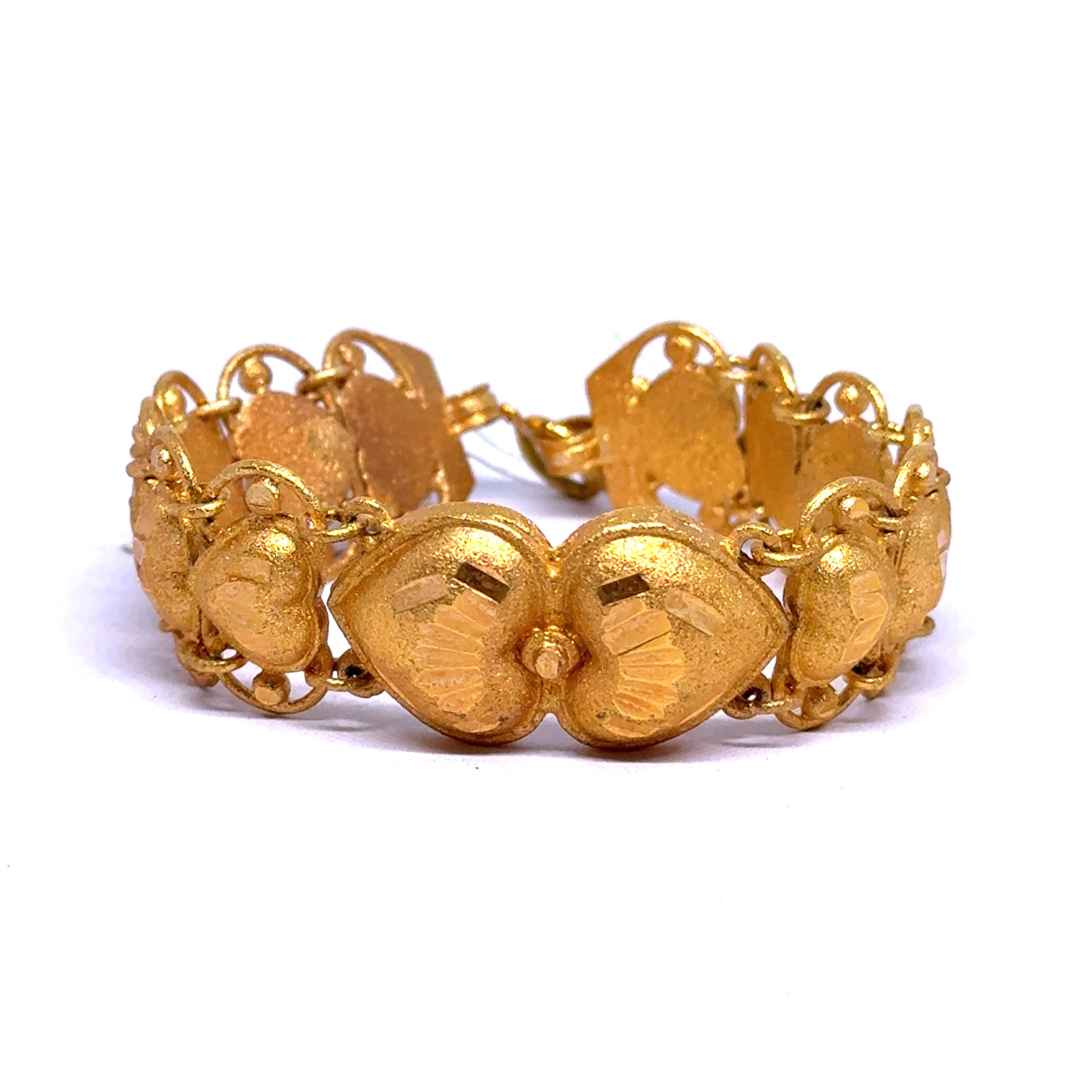 Yellow Gold Micron Plated Heart Bracelet – Micron Finish & Fine Engraving