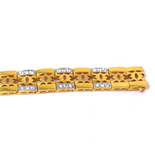 Yellow Gold CZ Floral Link Bracelet – Elegant Unisex Style with Polished Finish