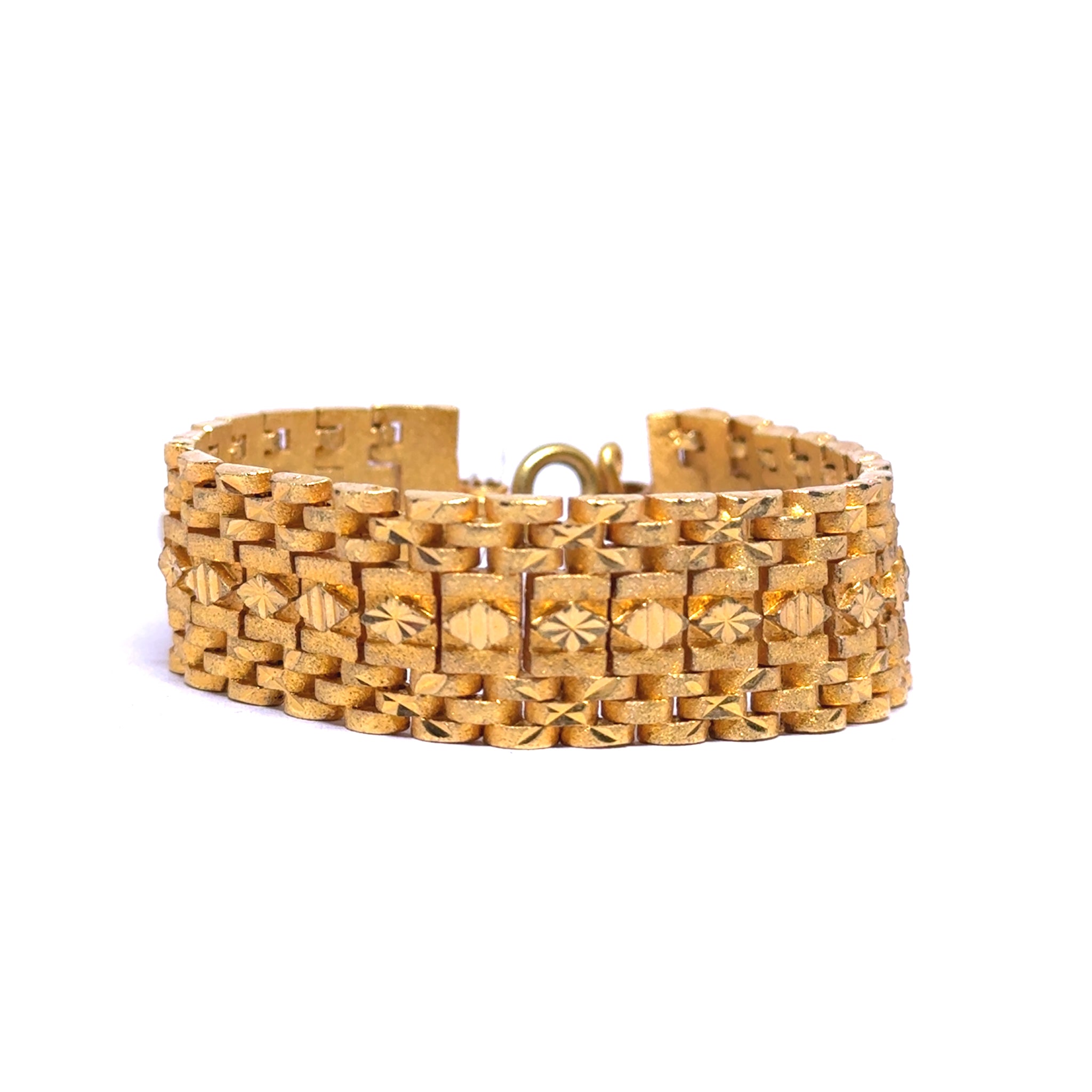 Yellow Gold Micron Plated Bracelet for Men – Bold Texture & Geometric Detail