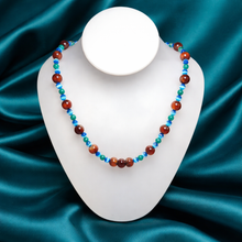 Natural Carnelian Gemstone Necklace 10mm Ball Beads | 6mm Glass Beads 18.5