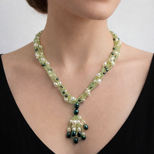 Natural Peridot Ball With Smooth Pearl Necklace Jewelry