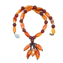 Natural Carnelian Balloon & Garnet Gemstone 15.5 inch Necklace Jewelry