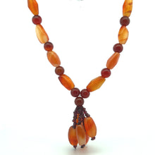 Natural Carnelian Balloon & Garnet Gemstone 15.5 inch Necklace Jewelry