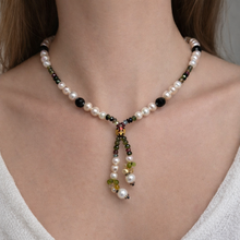 Natural Multi Tourmaline Pearl Citrine Peridot Multi Color Necklace Tassel Jewelry
