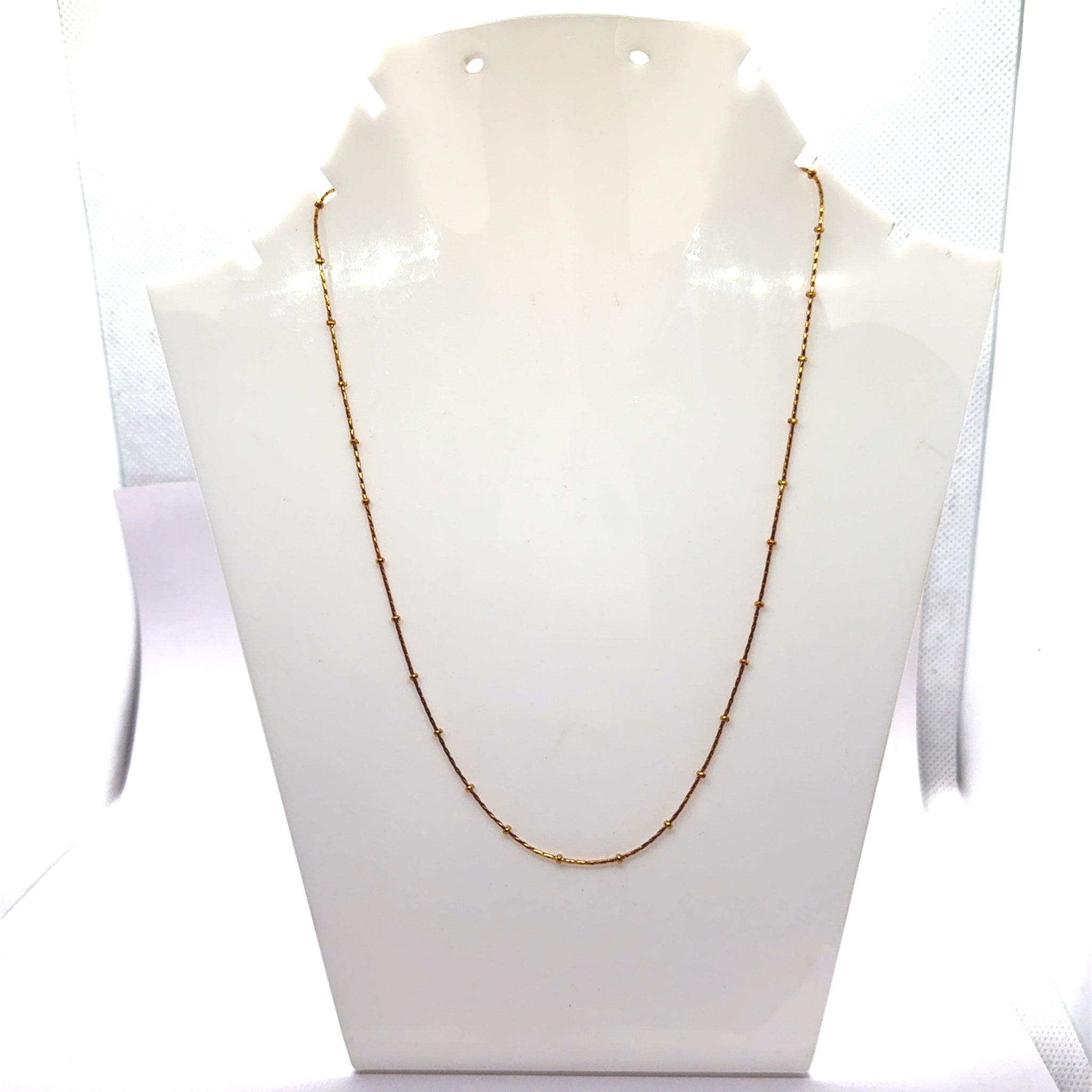 Micron Gold Plated Bead on Classic Minimalist Chain Necklace Jewelry