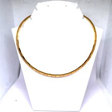 Gold Plated Classic Matte and Shiny Square Linked Choker Jewelry