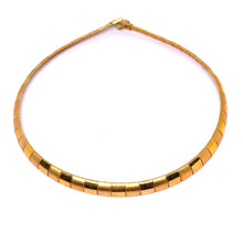 Gold Plated Classic Matte and Shiny Square Linked Choker Jewelry