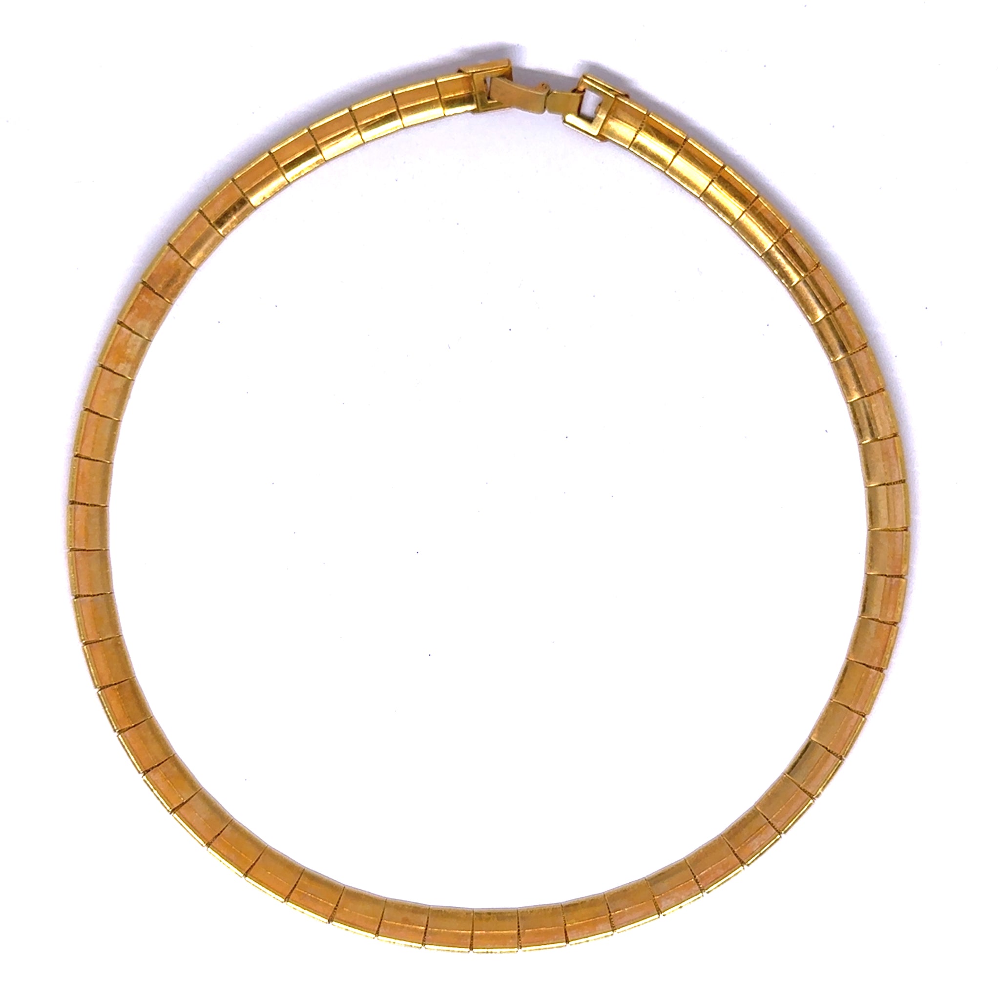 Gold Plated Classic Matte and Shiny Square Linked Choker Jewelry