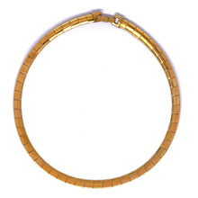 Gold Plated Classic Matte and Shiny Square Linked Choker Jewelry