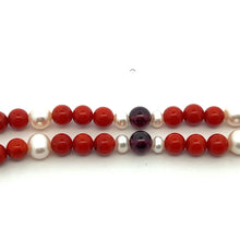 Natural Coral & Garnet Pearl Chakras Gemstone Necklace