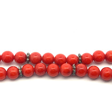 Natural Orange Coral Plain Ball Semiprecious Necklace