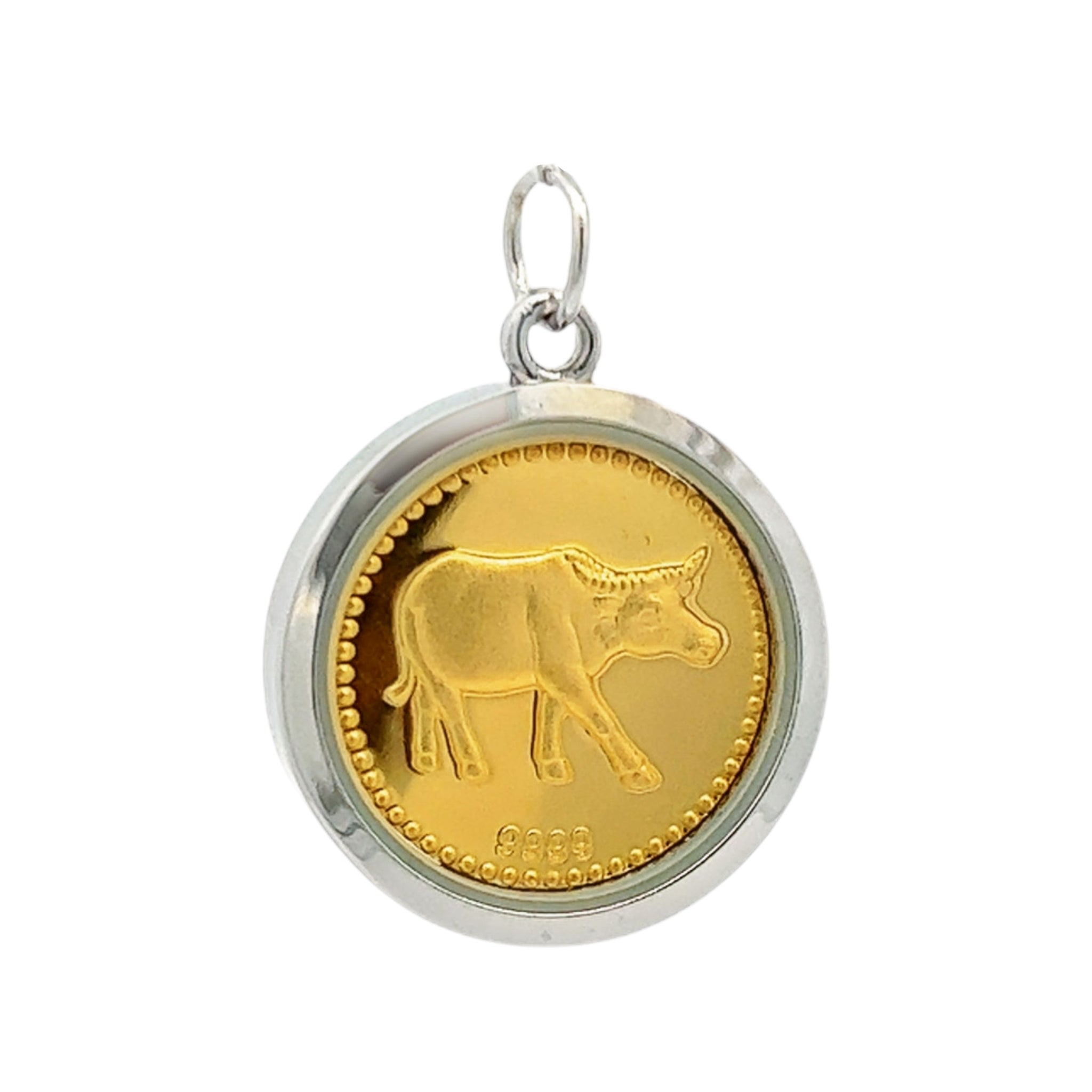Tri-Dathu Zodiac Ox Divine Pendant – Handcrafted Unisex Talisman in Gold, Silver & Copper for Strength, Luck & Spiritual Energy Gift