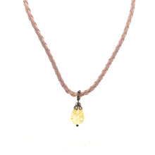 Yellow Stone Pendant Drop Shape 16mm With Light Pink Twisted Cord Glass Stone Necklace Inspired By Cheerful Bright Energy