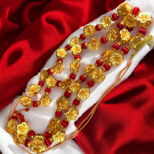 Royal 24K Gold Foil Flower Garland Embellished Satin Bauble Balls Handcrafted Divine Jewelry