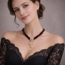 Natural Garnet Mani & Mixed Pearl Twisted Gemstone Necklace