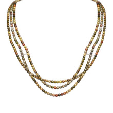 Natural Unakite Round Bead Necklace | 3.5mm Mottled Green Pink Gemstone 16