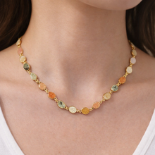 Natural Handmade Station Necklace featuring Flat Oval Cut Semiprecious Gemstones Jewelry