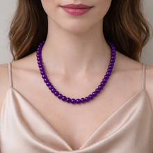 Natural Handmade Necklace Amethyst Gemstone Plain Ball Beaded Jewelry