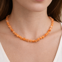 Carnelian Gemstone Beaded Necklace | 5mm Smooth Square Beads 15.2