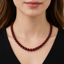 Natural Garnet Plain 5mm Ball Gemstone Necklace Jewelry