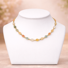 Natural Handmade Station Necklace featuring Flat Oval Cut Semiprecious Gemstones Jewelry