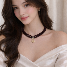 Natural Garnet Mani & Pearl Twisted Gemstone Necklace