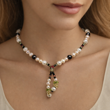 Natural Multi Tourmaline & Pearl Citrine Peridot Birthstone Tassel Necklace