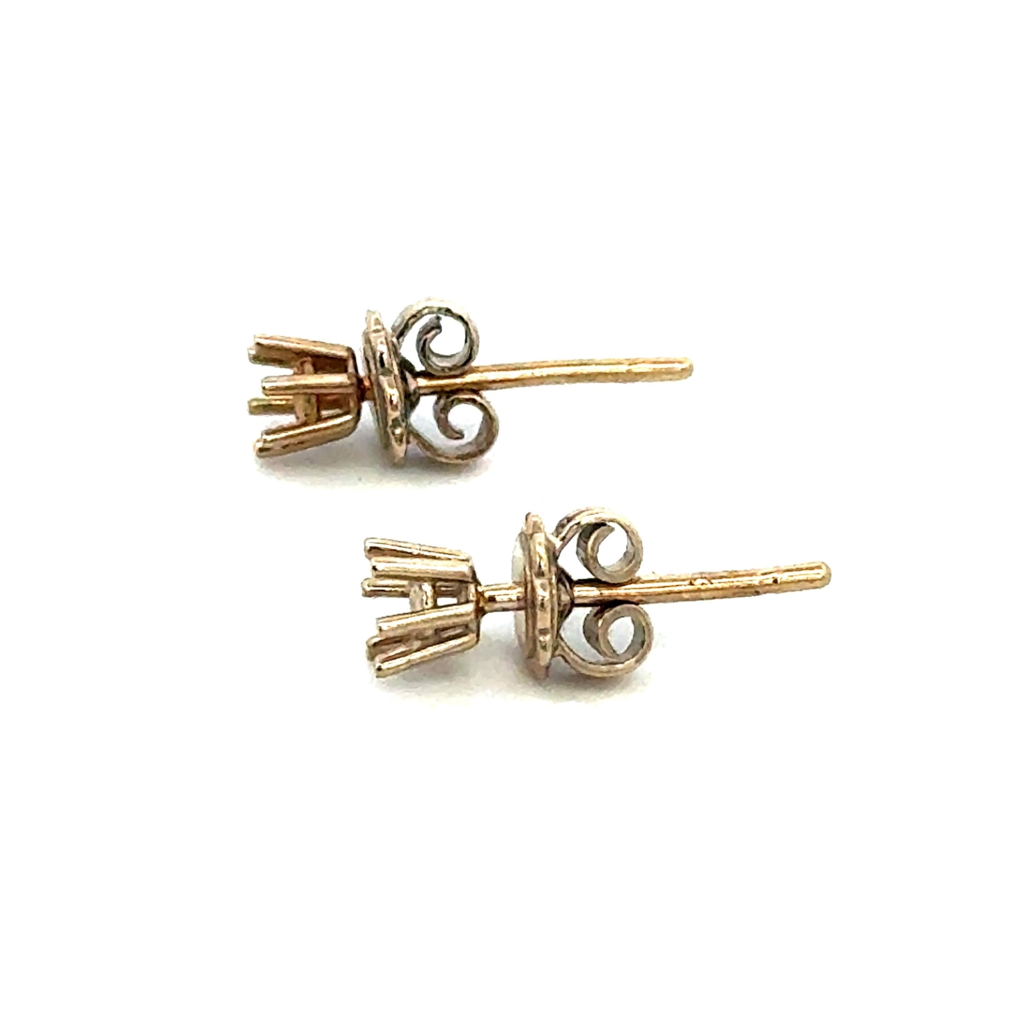 18K Yellow Gold Stud Earring Mounting