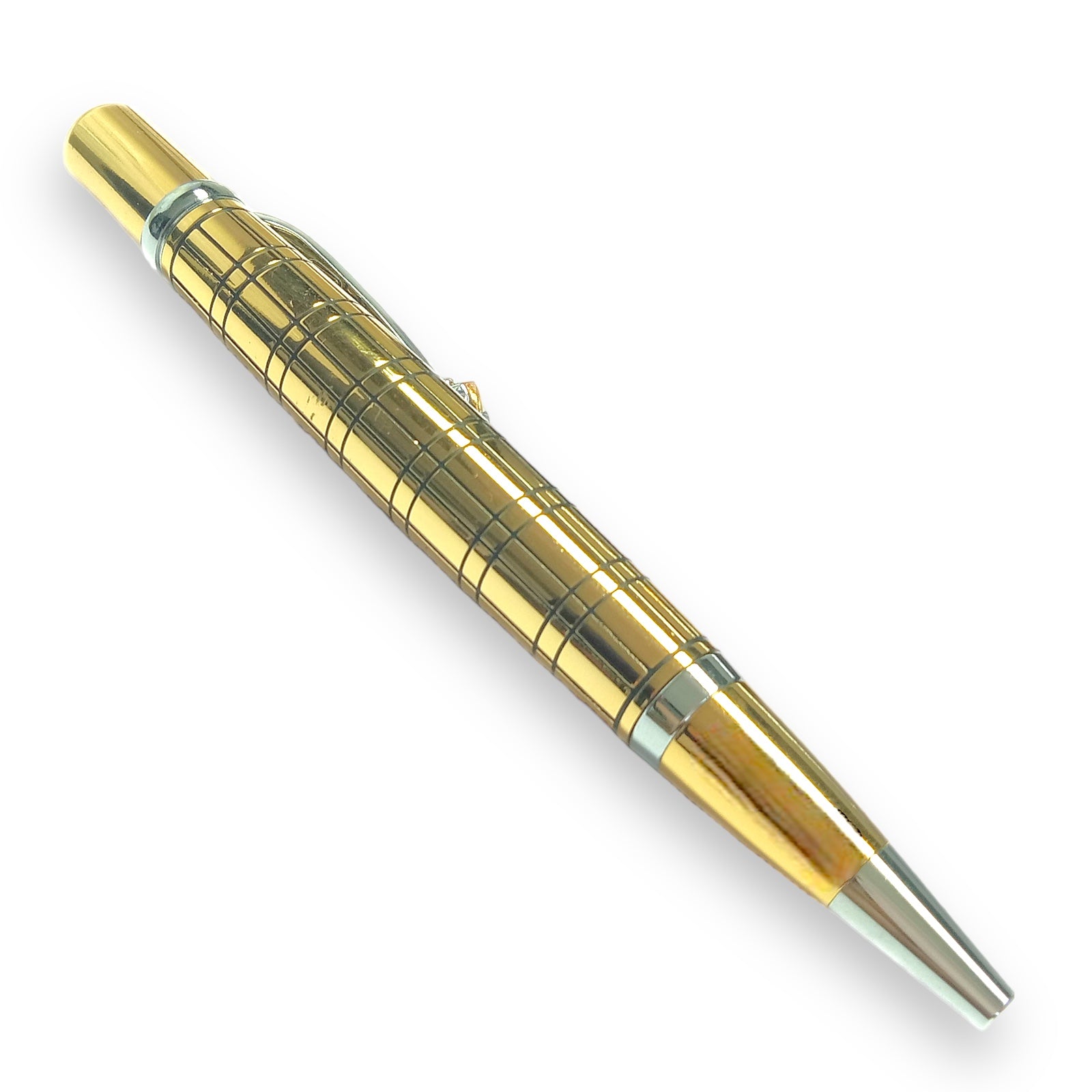 Royal Gold Handcrafted Writing Pen With Artistic Black Grid