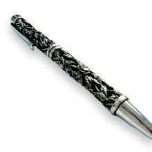 Luxury Black Handcrafted Writing Pen With Unique Silver Embossed Carving