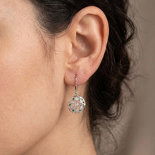 18K White Gold | Natural Tsavorite & Diamond Openwork Floral Motif Drop Earrings | Intricate Statement Silhouette