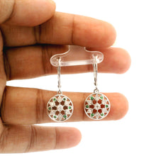 18K White Gold | Natural Tsavorite & Diamond Openwork Floral Motif Drop Earrings | Intricate Statement Silhouette