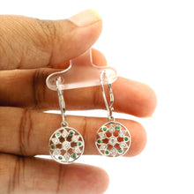 18K White Gold | Natural Tsavorite & Diamond Openwork Floral Motif Drop Earrings | Intricate Statement Silhouette